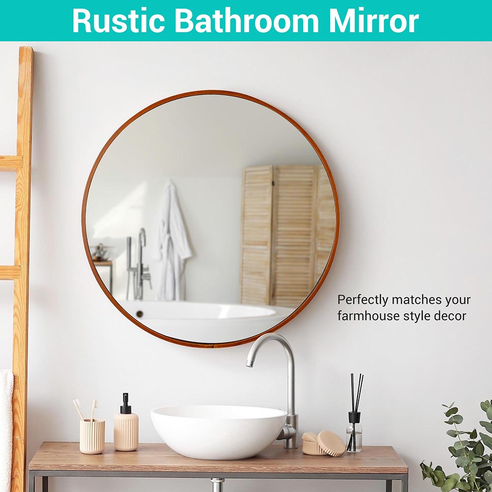 Yescom Round Framed Bathroom Mirror Wall-mounted Image