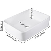 Yescom 19x16 Rectangular Porcelain Sink Bathroom Vanity w/ Drain Image