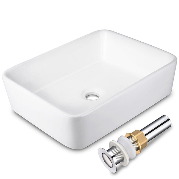 Yescom 19x16 Rectangular Porcelain Sink Bathroom Vanity w/ Drain Image