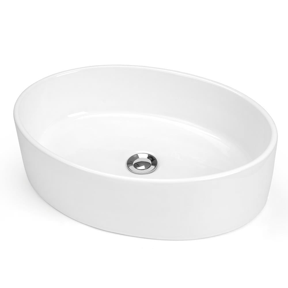 Yescom 19" Oval Bathroom Porcelain Sink w/ Drain Image