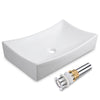 Aquaterior 26" Rectangular Porcelain Sink Vessel w/ Drain