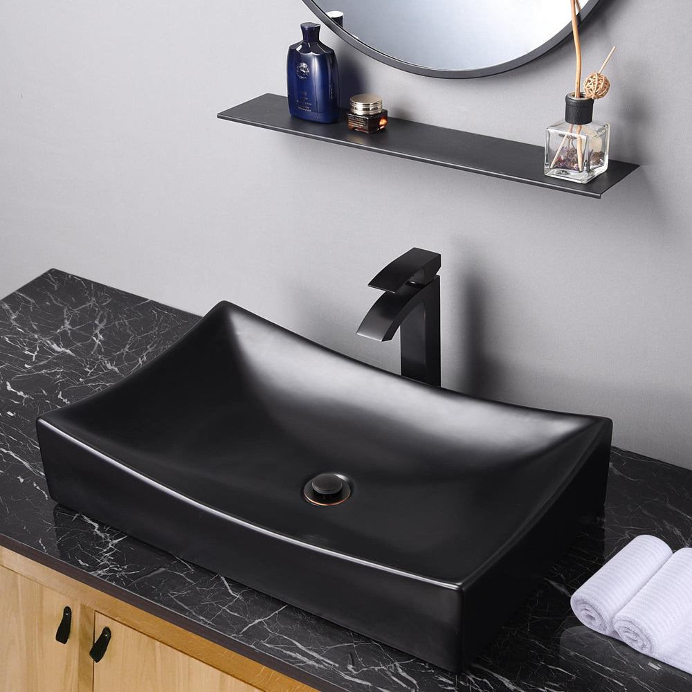 Yescom Rectangular Porcelain Bathroom Sink 26x16" w/ Drain Image