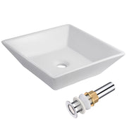 Yescom 16" Square Porcelain Bathroom Sink Vanity Vessel w/ Drain Image