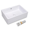 Aquaterior 20" Rectangle Porcelain Bathroom Sink Overflow w/ Drain