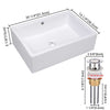 Aquaterior 20" Rectangle Porcelain Bathroom Sink Overflow w/ Drain