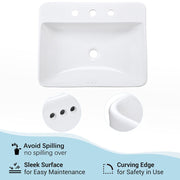 Yescom Porcelain Drop-in Sink Overflow w/ Drain 23x18 Image