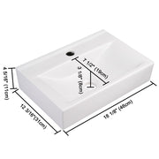 Yescom Porcelain Bathroom Sink w/ Drain Rectangular 18x12" Image