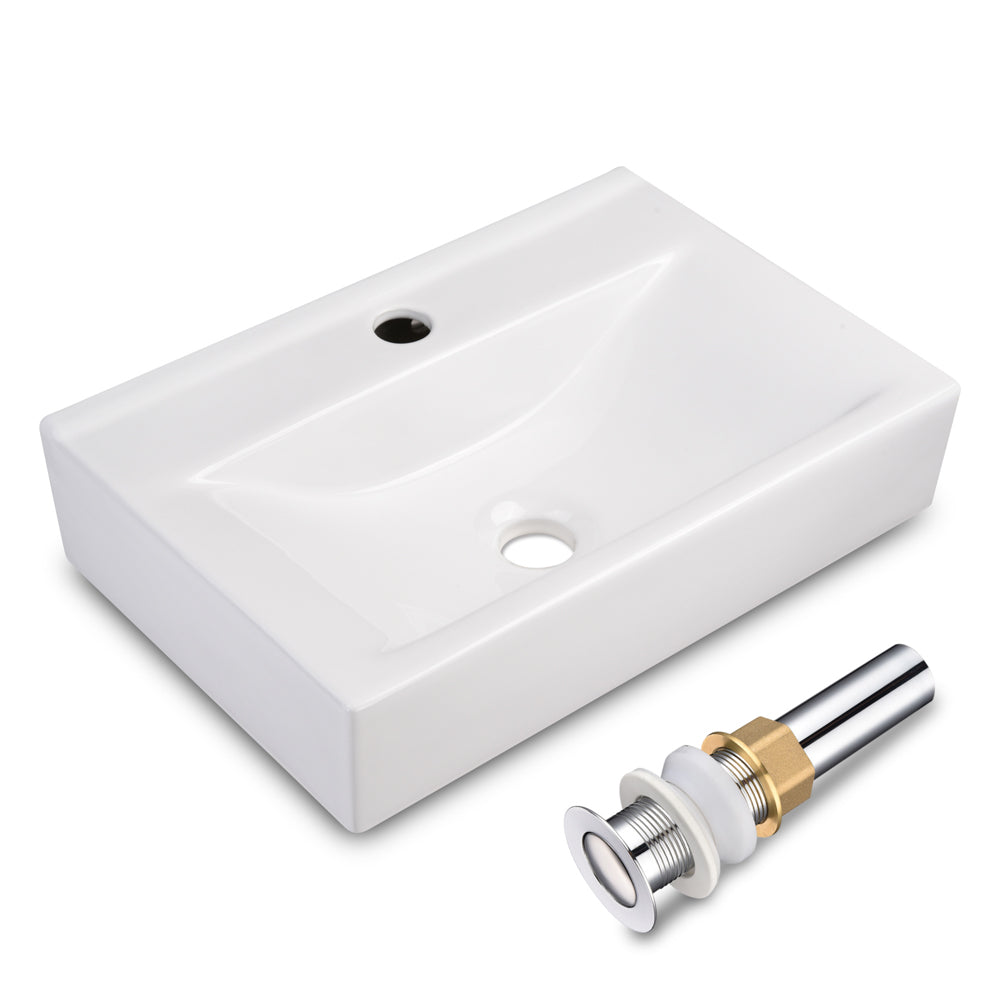 Yescom Porcelain Bathroom Sink w/ Drain Rectangular 18x12" Image