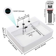 Yescom 20"x16" Rectangle Bathroom Sink Overflow w/ Drain Image