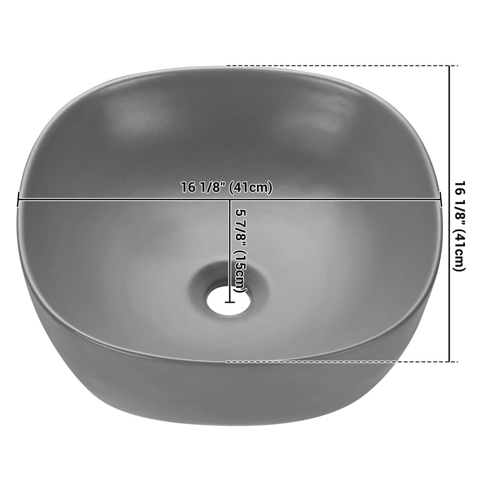 Yescom 16" Above Counter Bathroom Sink Bowl Gray Image