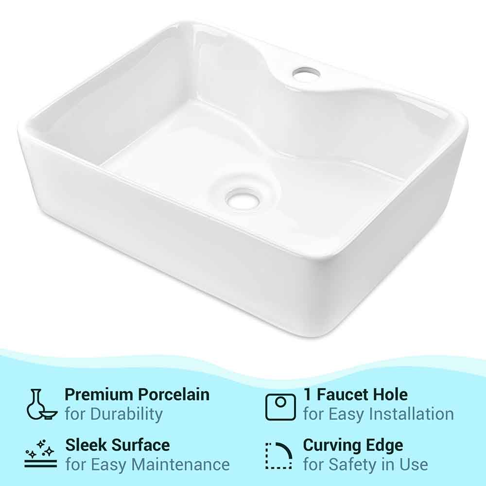 Yescom 19x15 Porcelain Bathroom Sink White Lavatory Basin Image