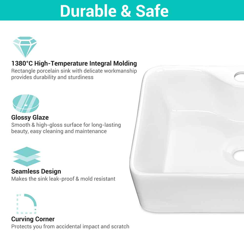 Yescom 19x15 Porcelain Bathroom Sink White Lavatory Basin Image