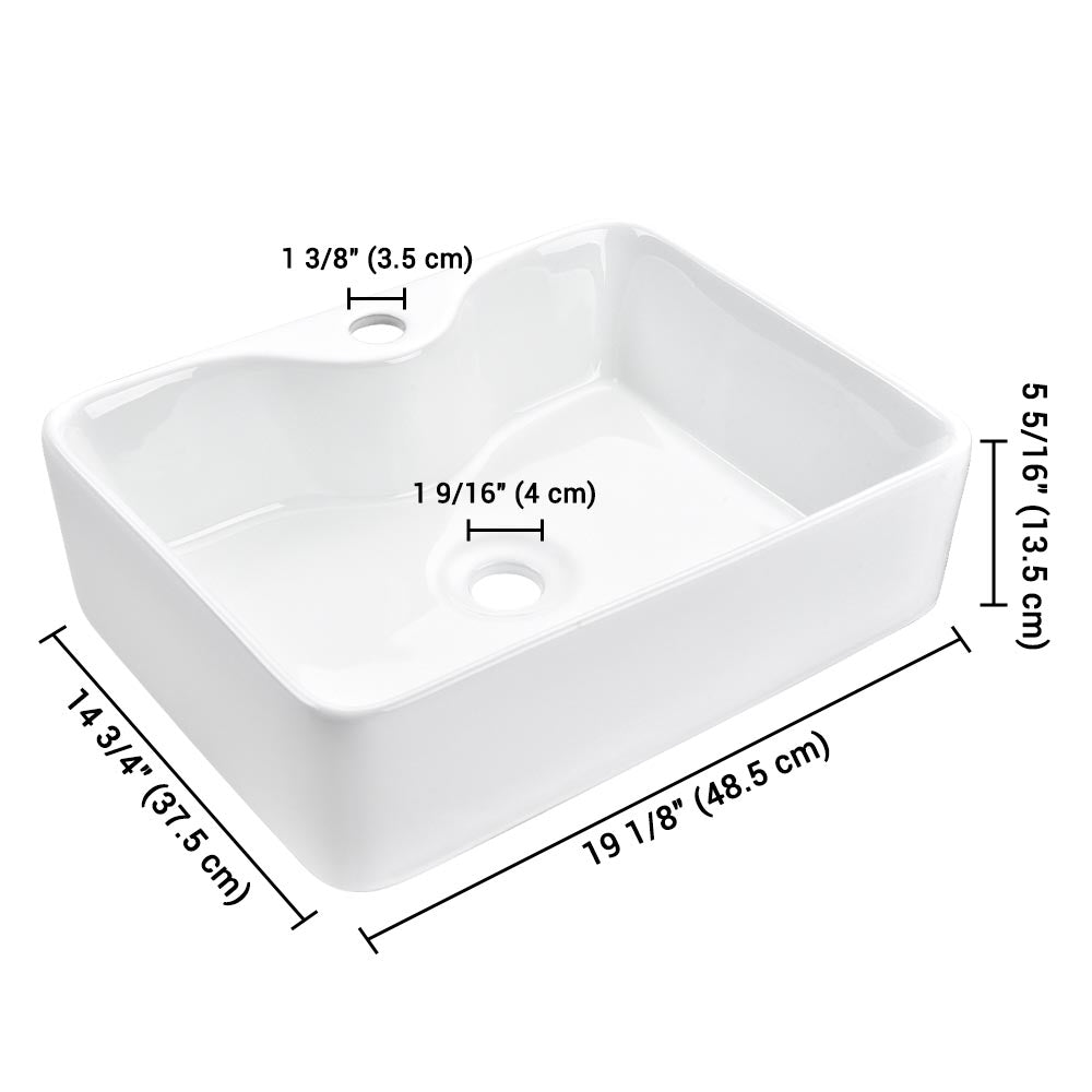 Yescom 19x15 Porcelain Bathroom Sink White Lavatory Basin Image