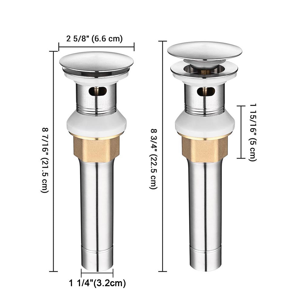 Yescom 1 5/8" Overflow Pop Up Sink Drain, Brushed Nickel Image