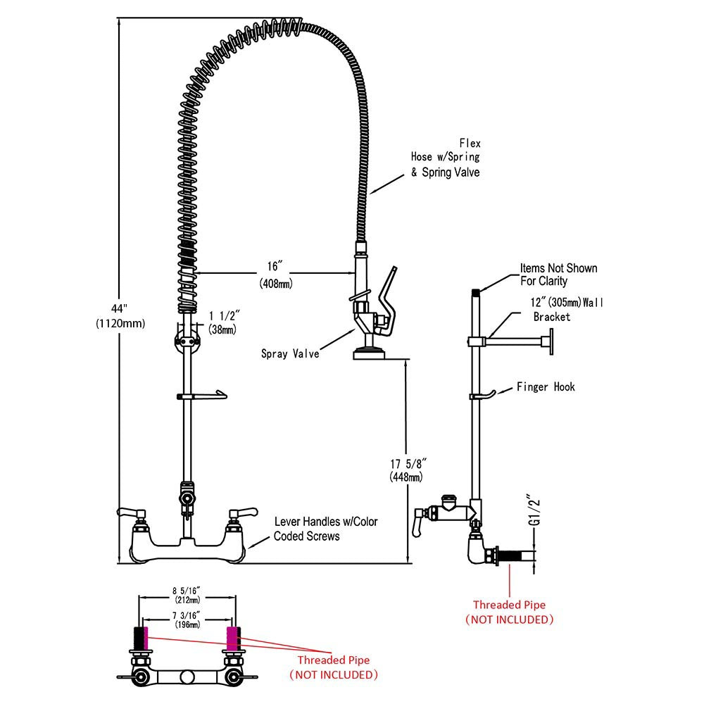 Yescom Commercial Pre-Rinse Kitchen Faucet Pull Out Sprayer Image