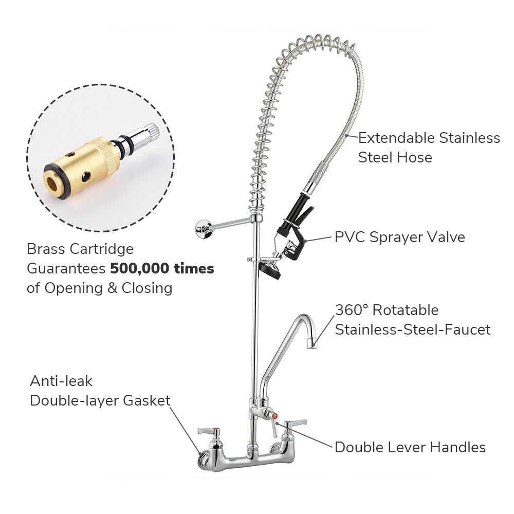 Yescom Commercial Pre-Rinse Kitchen Faucet Pull Out Sprayer Image