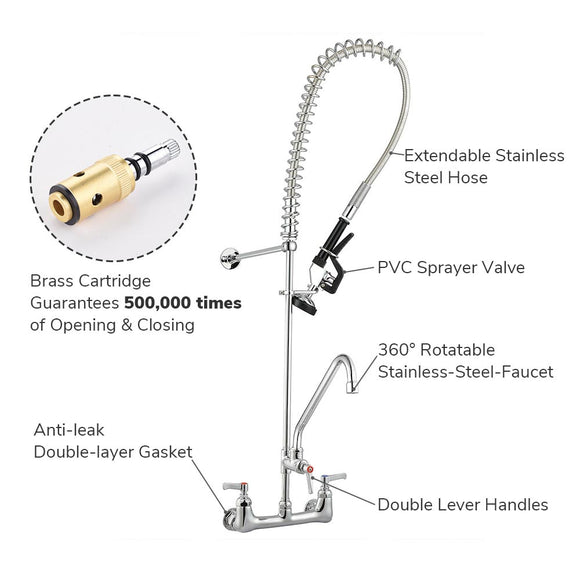 Yescom Commercial Pre-Rinse Kitchen Faucet Pull Out Sprayer Image