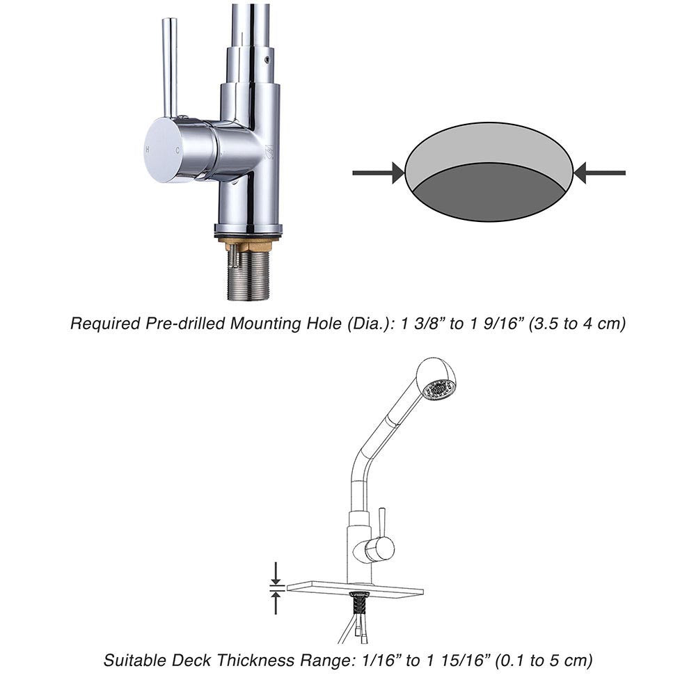 Yescom Pull-out Kitchen Sink Faucet 1 Handle Stainless Steel Image