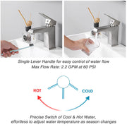 Yescom Bathroom Sink Faucet Square 1-Handle Cold & Hot, 7"H Image