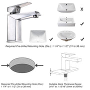 Yescom Bathroom Sink Faucet Square 1-Handle Cold & Hot, 7"H Image