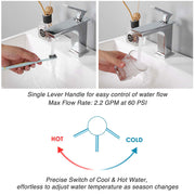 Yescom Bathroom Sink Faucet 1-Handle Cold & Hot, 6.7"H Image