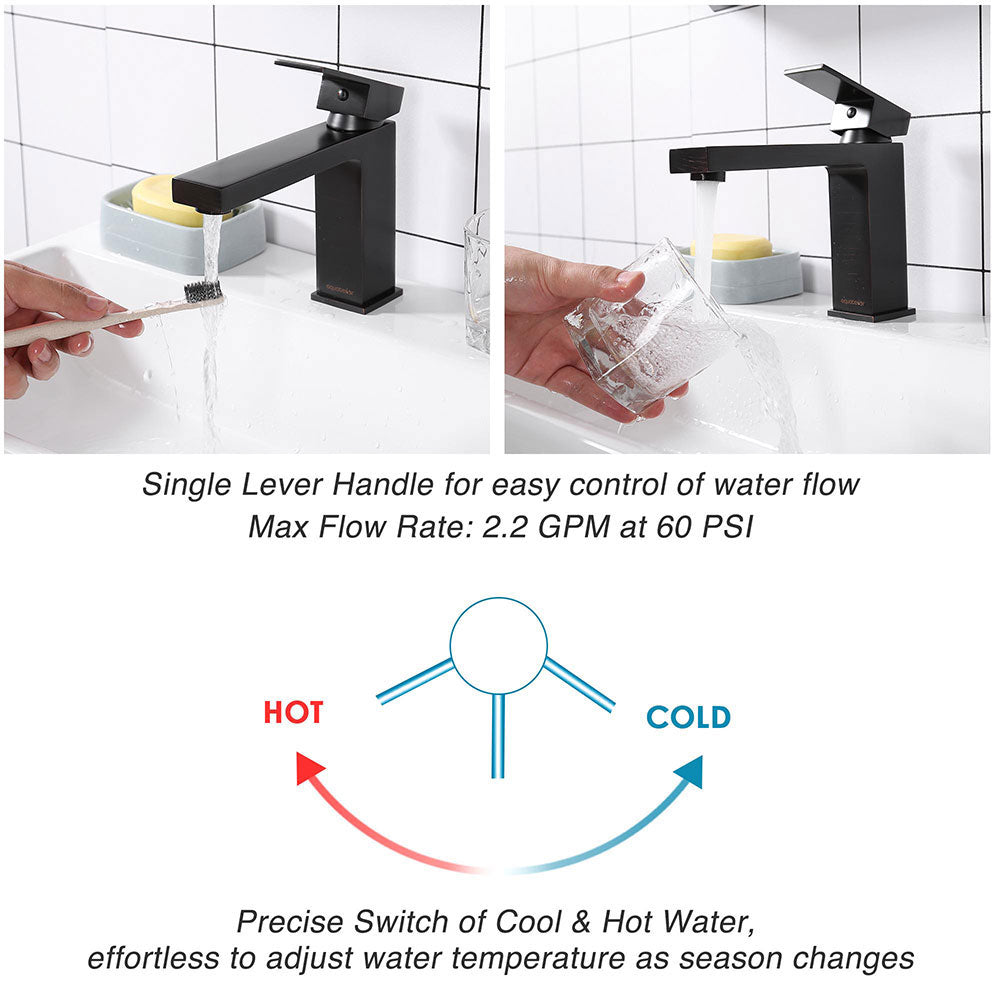 Yescom Bathroom Sink Faucet Square 1-Handle Cold & Hot Image