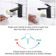 Yescom Bathroom Sink Faucet Square 1-Handle Cold & Hot Image