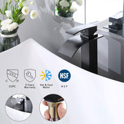 Yescom Waterfall Vessel Faucet Square 1-Handle Cold & Hot 10"H Image