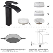 Yescom Waterfall Vessel Faucet Square 1-Handle Cold & Hot 10"H Image