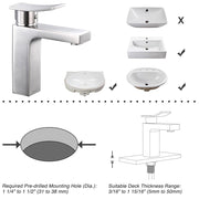 Yescom Bathroom Faucet Single Hole Square 1-Handle Cold Hot 7.5"H Image