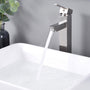 Yescom Bathroom Sink Faucet Square Cold & Hot 12"H, Brushed Nickel Image