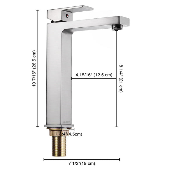 Yescom Bathroom Vessel Faucet Square Cold & Hot 10.4