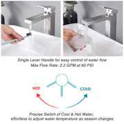 Yescom Bathroom Vessel Faucet Square Cold & Hot 10.4"H Image