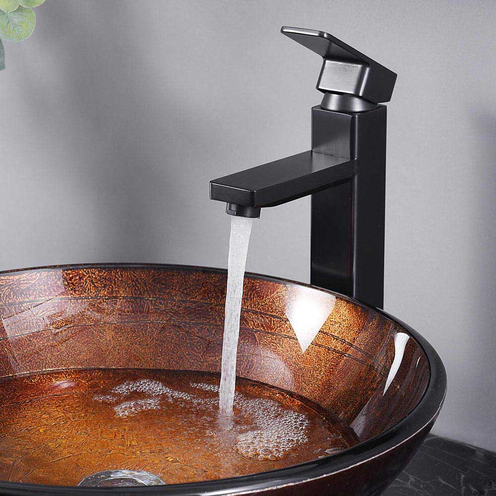 Yescom Bathroom Vessel Faucet Square Cold & Hot 11.8"H Image