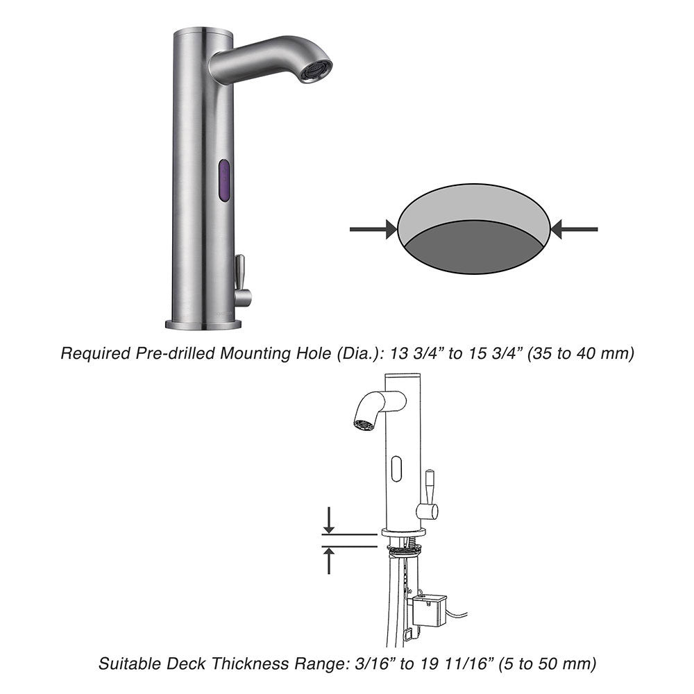 Yescom Touchless Lavatory Sink Faucet Hot & Cold 10" Image