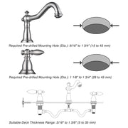 Yescom Widespread Faucet 3-Hole 2-Handle Cold Hot 6"H Image