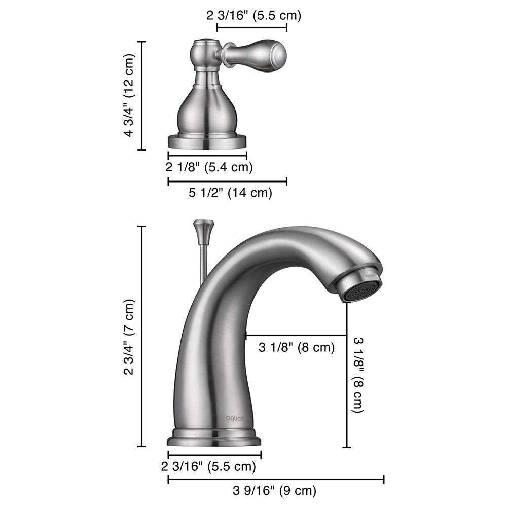 Yescom Widespread Faucet w/ Drain 3-Hole 2-Handle Cold Hot 4.7"H Image