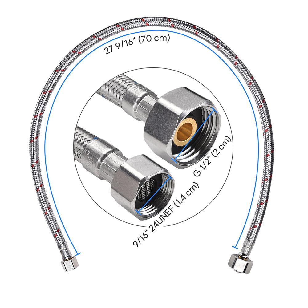 Yescom Faucet Supply Lines 3/8 in. Comp x 1/2 in.x 28 in. Image