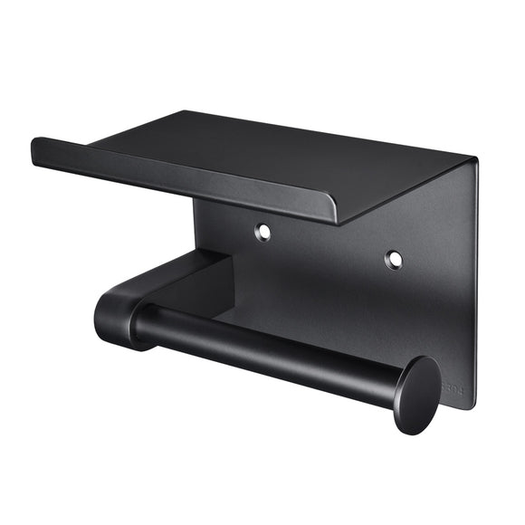 Yescom Toilet Paper Holder with Shelf Wall-mounted Stainless Matte Black Image