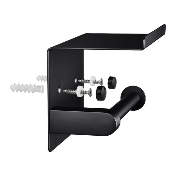 Yescom Toilet Paper Holder with Shelf Wall-mounted Stainless Matte Black Image