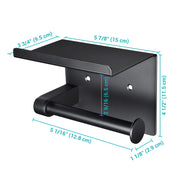 Yescom Toilet Paper Holder with Shelf Wall-mounted Stainless Matte Black Image