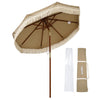 LAGarden Boho Fringe Umbrella Wood Market Umbrella