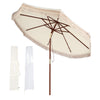 LAGarden 9 ft Boho Umbrella with Fringe for Market Patio 8-Rib Tilt