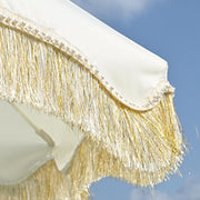 Yescom Jazz Age Fringe Umbrella Canopy 6ft 8-Rib, Beige+Gold Tassel Image