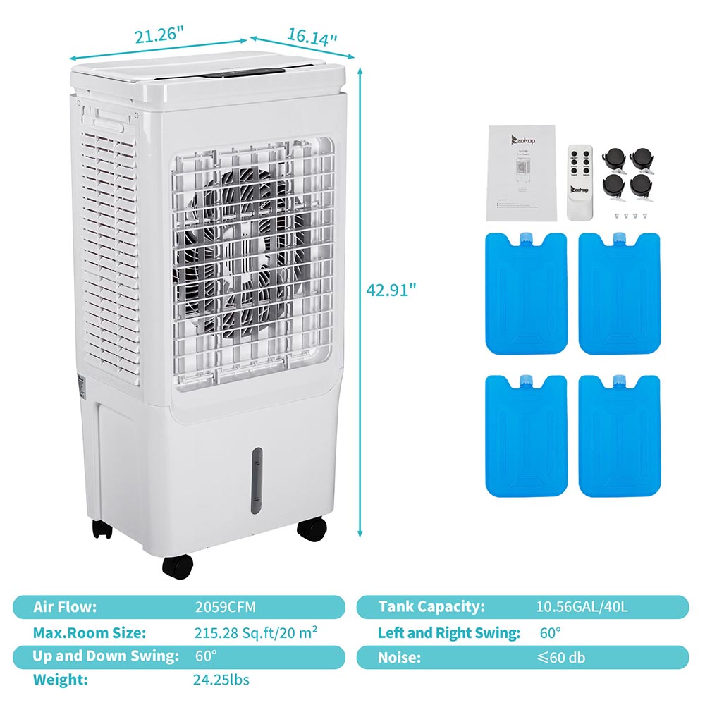 Yescom Portable Swamp Evaporative Cooler 150W 40L 2060 CFM Image