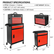 Yescom Rolling Tool Chest Combo 21 in. 5-Drawer Lockable Image