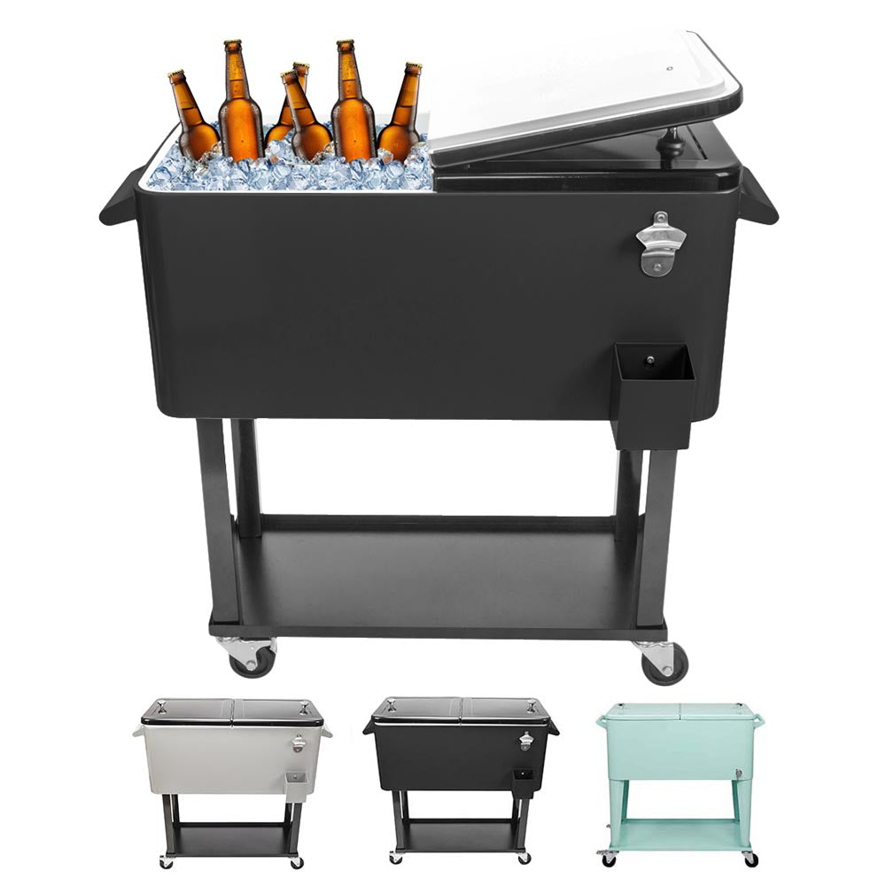 Yescom 80QT Beverage Cooler Cart on Wheels Drinks Storage Image