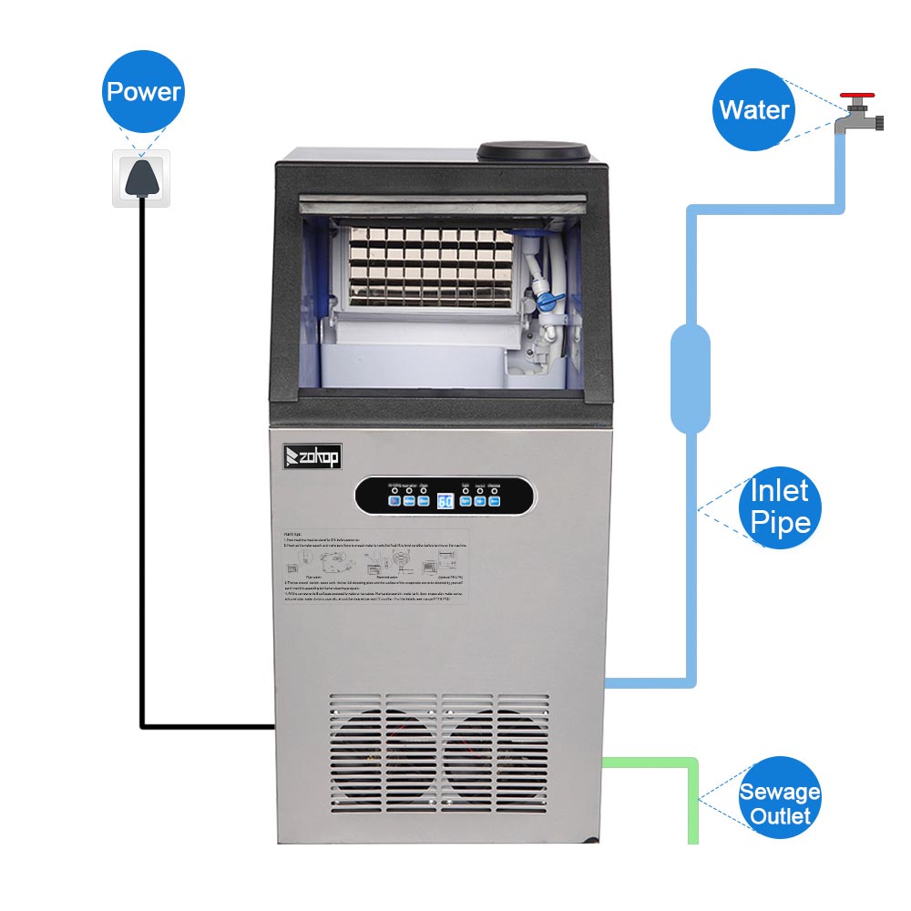 Yescom Ice Cube Maker 150lbs/24h Self-sterilizing Image