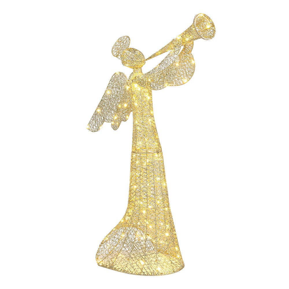 Yescom 4ft Pre-Lit Outdoor Christmas Angel with Trumpet Image