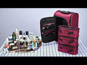 Byootique Rolling Makeup Backpack with 5 Clear Pouches